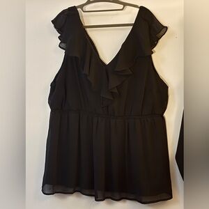 Torrid Black Sleeveless Ruffle Top